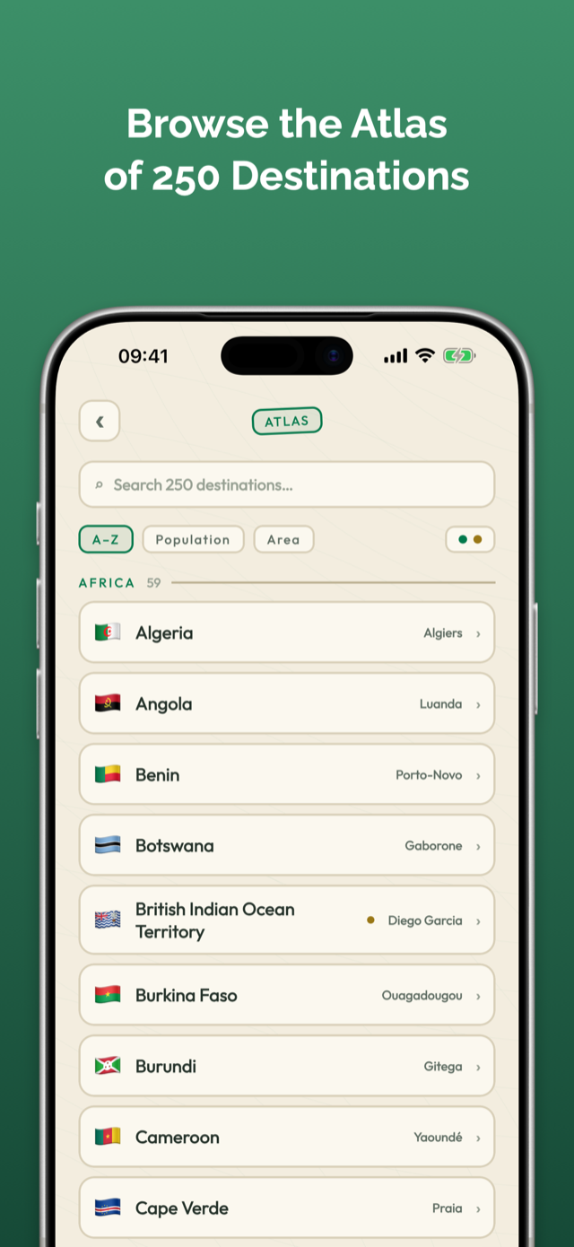 Countries screenshot