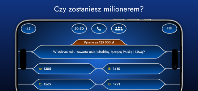 Milionerzy app screen