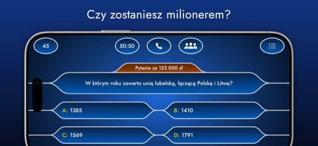 Milionerzy app screen